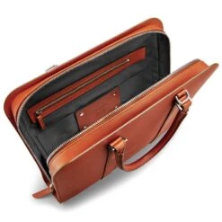 Palissy Slim Leather Briefcase -Travel Storage Store carl cf00902 cognacgrey 5 1